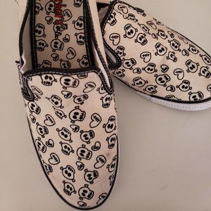 Skechers Canvas Flats Slip On  With Skulls Women’s Sz 9
